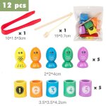 Pince de p�che magn�tique en bois montessori pour enfants, jouets educatifs en bois, pour l'apprentissage ...