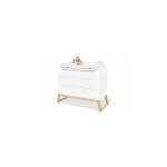 Pinolino commode langer bridge large semi poli fin mdf uni laqu blanc et massif frne laqu clair