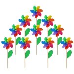Pinwheels btons en bois 10 pices, moulin a vent fte, ensemble de jouets pour enfants, jardin, pelouse, ...