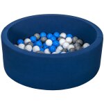 Piscine a balles aire de jeu + 150 balles bleu marine blanc, bleu, gris