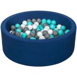Piscine a balles aire de jeu + 200 balles bleu marine blanc, gris, turquoise