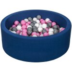 Piscine a balles aire de jeu + 200 balles bleu marine blanc, rose clair, gris