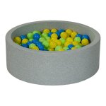 Piscine a balles aire de jeu + 300 balles jaune, bleu, vert