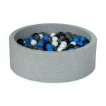 Piscine a balles aire de jeu + 300 balles noir, blanc, bleu, gris