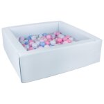 Piscine a balles carr�e avec 200 balles - bleu p / blanc transparent bleu clair rose clair, rose bleu ...