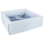 Piscine a balles carre avec 200 balles - bleu (pastel) / perle, transparent, bleu clair, argent