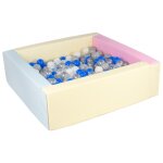 Piscine a balles carr�e avec 200 balles - bords 3 couleurs / transparent, blanc, bleu, gris, argent