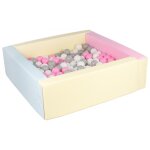 Piscine a balles carr�e avec 200 balles - rose, bleu, jaune (pastel) / blanc, rose clair, gris