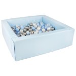 Piscine a balles carr�e avec 300 balles - bleu clair / perle, transparent, bleu clair, argent