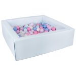 Piscine a balles carre avec 300 balles - bleu p / blanc, transparent, bleu clair rose clair rose, bleu ...