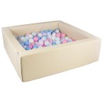 Piscine a balles carre avec 300 balles - cappuccino / blanc, transparent, bleu, rose, rose rose p