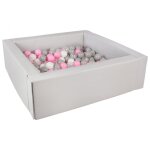 Piscine a balles carr�e avec 300 balles - gris / blanc, transparent, rose clair, gris
