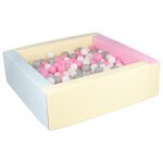Piscine a balles carre avec 300 balles - rose, bleu, jaune p / blanc, transparent, rose, gris
