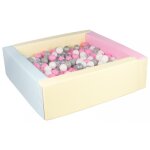 Piscine a balles carre avec 300 balles - rose, bleu, jaune p / blanc, transparent, rose, gris, argent ...