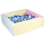 Piscine a balles carr�e avec 300 balles - rose, bleu, jaune p / transparent, blanc, bleu, gris, argent ...