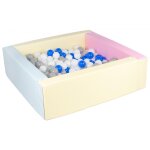 Piscine a balles carre avec 300 balles - rose, bleu, jaune (pastel) / blanc, bleu, gris
