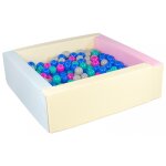 Piscine a balles carr�e avec 300 balles - rose, bleu, jaune (pastel) / bleu, rose, gris, turquoise