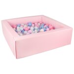 Piscine a balles carre avec 300 balles - rose clair / blanc, transparent, bleu, rose, rose p, bleu p ...