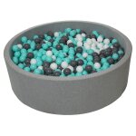 Piscine a balles pour enfant, diamètre env. 125 cm + 1200 balles blanc, gris, turquoise Piscine a balles pour enfant, diamètre env. 125 cm + 1200 balles blanc, gris, turquoise
