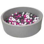 Piscine a balles pour enfant, env. 125 cm, aire de jeu + 600 balles blanc, rose, gris