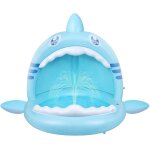 Piscine pour bébé, pataugeoire gonflable requin pour jeunes enfants avec jet d'eau et auvent, aire de ... Piscine pour bébé, pataugeoire gonflable requin pour jeunes enfants avec jet d'eau et auvent, aire de ...