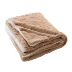 Plaid doux a poil et sherpa 180 x 220 cm foxy sable