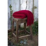 Plaid maille a franges - sacha - rouge - 125x150cm Plaid maille a franges - sacha - rouge - 125x150cm