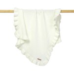 Plaid a volants arrondis pour, couette, literie, panier, poussette - type white - 70x90cm