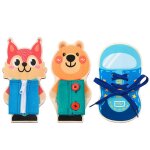 Planche d'activit�s en bois avec lacets, fermetures eclair et boutons pour chaussures, jeu de soci�t� ...