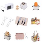 Planche de cuisson du pain alimentaire micro - ondes, bloc a dcouper, couteau, jouet de cuisine miniature ...