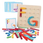 Planche a ongles en bois avec lettres et chiffres, trieur de manipulation de l'alphabet color�, imagination, ...