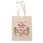 Planetee tote bag doudou la vie est plus jolie - cadeau f�te des m�res anniversaire soeur no�l tata marraine ...