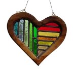 Plaque en bois arc - en - ciel, câ¿ur suspendu, adapté a la décoration de café et de restaurant pour ... Plaque en bois arc - en - ciel, câ¿ur suspendu, adapté a la décoration de café et de restaurant pour ...