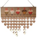 Plaque en bois � joyeux anniversaire � en forme de coeur, rappel d'anniversaire, calendrier a faire soi ...