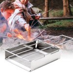 Plaque de grille - pain pliable en acier inoxydable, portable, pour camping en plein air, grille - pain, ...
