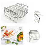Plateau de cuisson en acier inoxydable pour friteuse a air, support pour barbecue, double couche, remplacement ...