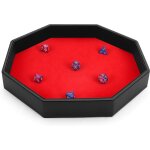 Plateau a ds octogonal (ds non inclus) en similicuir noir et velours rouge - plateau a ds pour jeux ...