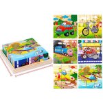Plateau de rangement en bois pour enfants, 9 pices, cubes 3d a six faces, puzzle, jouets educatifs amusants ...