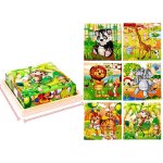 Plateau de rangement en bois pour enfants, 9 pices, cubes 3d a six faces, puzzle, jouets educatifs amusants ...