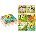 Plateau de rangement en bois pour enfants, 9 pices, cubes 3d a six faces, puzzle, jouets educatifs amusants ...