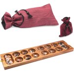 Play - kalaha jeu pour 2 joueurs avec sac en tissu - terrain de jeu 14 x 49 cm - hus - bao - avec pierres ...