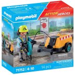 Playmobil action heroes 71752 - ouvrier avec marteau - piqueur et signalisation