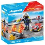 Playmobil action heroes 71826 - pompier pompe a eau et rservoir enflamm