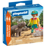 Playmobil animaux et amis 72025 - garde forestier avec rhinoc�ros - duo pack