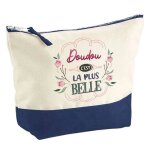 Pochette fond bleu doudou la plus belle - cadeau original - anniversaire - personnalis� trousse maquillage ...