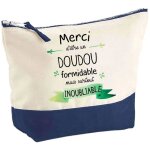 Pochette fond bleu merci d'�tre un doudou inoubliable - cadeau original - anniversaire trousse grand ...