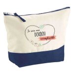 Pochette fond bleu doudou irrempla�able - cadeau original - anniversaire - personnalis� trousse maquillage ...