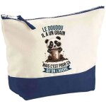Pochette fond bleu le doudou panda grain - cadeau original - anniversaire - personnalis� trousse maquillage ...