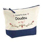 Pochette fond bleu doudou au top - cadeau original - anniversaire - personnalis� trousse maquillage grand ...