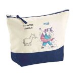 Pochette fond bleu doudous les autres vs moi - cadeau original - anniversaire - trousse maquillage grand ...